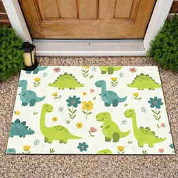 T-Rex Brontosaurus Stegosaurus Flowers - Home Decor Gift for Kids Doormat