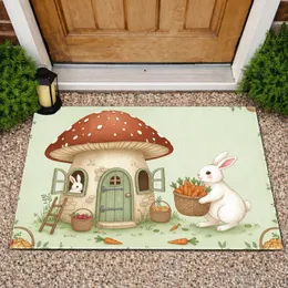 Storybook Rabbit Mushroom House - Garden Home Decor Gift for Bunny Lover Doormat