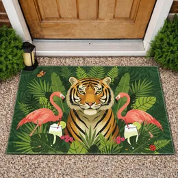 Majestic Tiger Coral Flamingos Lush Tropical Jungle Oasis Accents Home Decor Gift Doormat