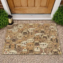 Bulldog Pug Varied Dog Breed Interlocking Faces - Home Decor Gift for Dog Lover Doormat