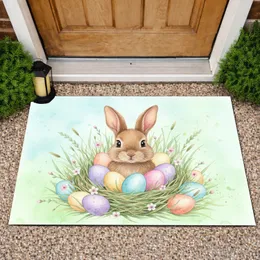 Brown Bunny Easter Eggs Spring Nest - Easter Home Decor for Bunny Lovers Doormat