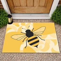 Geometric Bee Diagonal Stripe Wildlife - Home Decor Gift for Bee Lovers Doormat