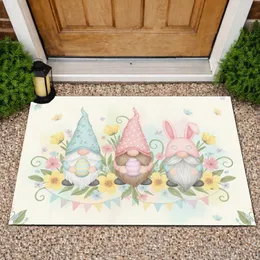 Easter Gnomes Bunny Ears Spring Flowers Butterflies Bunting - Easter Holiday Decor Doormat