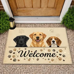 Golden Lab Black Lab Beagle Dogs Welcome Paw Prints - Home Decor Gift Doormat
