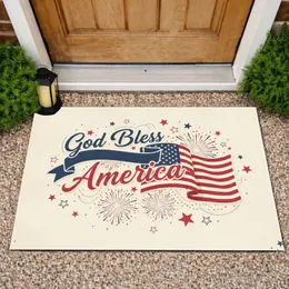 God Bless America Flag Stars - Independence Day Gift for Veterans Doormat