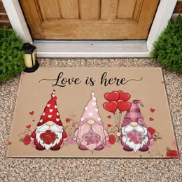 Valentine's Gnomes Love Is Here Hearts Roses - Farmhouse Home Decor Doormat