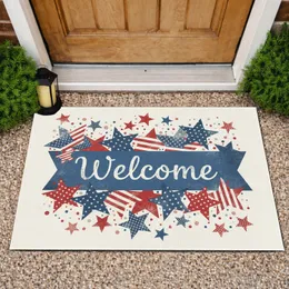 Welcome Stars American Banner Independence Day Home Decor Doormat