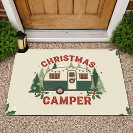 Christmas Camper Trailer Pine Holly Berries - Farmhouse Holiday Gift for Camper Lover Doormat
