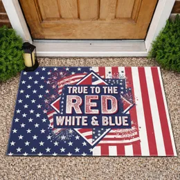 True To The Red White & Blue Star Banner Fireworks - Independence Day Gift for Veterans Doormat