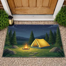 Camping Tent Campfire Starlit Night - Outdoor Living Decor Gift for Campers Doormat
