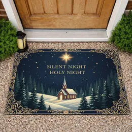 Silent Night Bethlehem Star Church Pine Forest - Christmas Home Decor Doormat