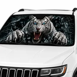 Foldable White Tiger Shape Commute Accessory - Road Trip Travel Essentials for Drivers Car Sunshade