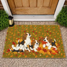 Beagle Puppies Fall Foliage - Autumn Home Decor Gift for Dog Lover Doormat