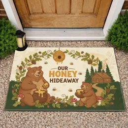 Honey Hideaway Bears Rustic Cabin Forest - Farmhouse Home Decor Gift Doormat