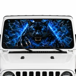 Blue Lightning Black Panther Car Sunshade Hanging Decor Accessory - Panther Lover Holiday Present