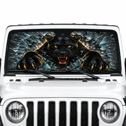 Foldable Panther Car Shield - Commute Accessory Travel Essentials for Panther Lover Car Sunshade