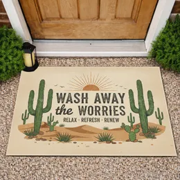 Saguaro Cacti Desert Landscape Wash Away Worries - Farmhouse Home Decor Gift Doormat