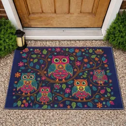 Owls Foliage Branch Flowers - Wildlife Lover Home Decor Gift Doormat