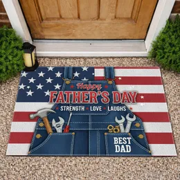 Patriotic Denim Overalls Tools Happy Father's Day - Gift for Dad Doormat