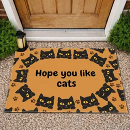 Hope You Like Cats Black Cat Heads Paws - Cat Lover Home Decor Gift Doormat