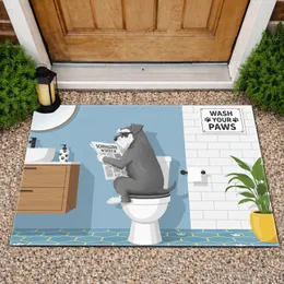 Humorous Schnauzer Dog Toilet Newspaper Bathroom - Home Decor Gift for Dog Lover Doormat