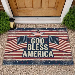 God Bless America Flag Star - Independence Day Gift for Veterans Doormat