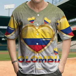 Gold Colombian Flag Heart COLOMBIA Corazon Script - Cultural Heritage Celebration Gift Baseball Jersey