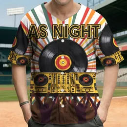 AS NIGHT Typography Dancing Crowd Vinyl Records - Music Party Event Baseball Jersey
