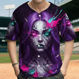 Woman Purple Hair Paint Splatter Cracked Tears Mismatched Eyes - Gothic Fantasy Gift Baseball Jersey