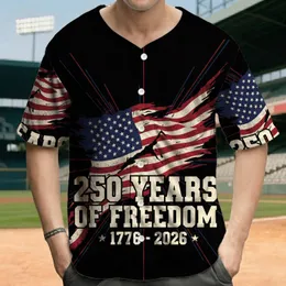 Distressed American Flag 250 Years Freedom - Independence Day Commemoration for History Enthusiasts Baseball Jersey