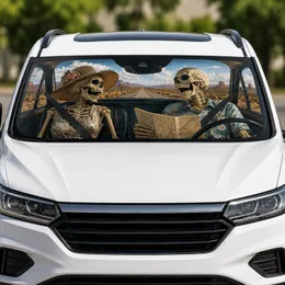 Funny Skull Couples SUV Truck Window - Road Trip Travel Essentials Commute Accessory Car Sunshade
