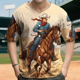 Cowboy Galloping Horse Blue Denim Red Bandana Desert Kicking Dust - Western Lifestyle Baseball Jersey
