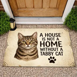 Brown Tabby Cat 'A House Is Not A Home' Paw Print - Pet Lover Home Decor Gift Doormat