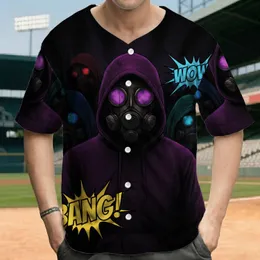 Masked Figures Gas Masks Comic Bubbles - Action Fan Gift for Comic Book Lovers Baseball Jersey
