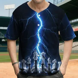 White Chess Pieces Glowing Electric Blue Lightning Strike - Strategic Game Player Gift Baseball Jersey
