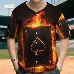 Ace of Spades Flaming Card Embers - Game Night Lifestyle Gift for Card Players Baseball Jersey