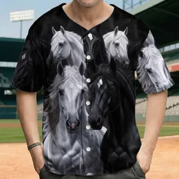 Realistic Black White Horse Heads Deep Black Background - Horse Lover Gift Baseball Jersey