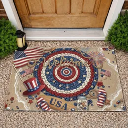 Welcome American Flag Beach Surfboard Nautical Stars - Independence Day Gift for Veterans Doormat