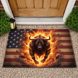 Patriotic Bull American Flag - Independence Day Gift for Veterans Doormat