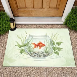 Vibrant Goldfish Fishbowl Aquatic Plants - Home Decor Gift for Fish Lover Doormat