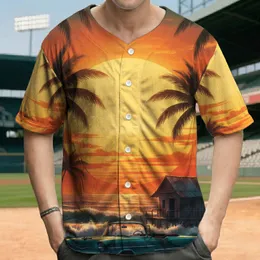 Vintage Convertible Car Sunset - Tropical Beach Vacation Gift Baseball Jersey