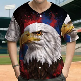 Bald Eagle Red Blue Paint Splatter - Independence Day Gift for Veterans Baseball Jersey