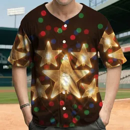 Vibrant Illuminated Star Christmas Lights Bokeh Field - Festive Holiday Gift Baseball Jersey