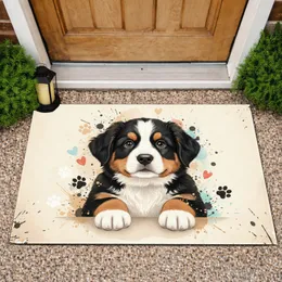 Bernese Mountain Dog Puppy Paw Print Hearts - Home Decor Gift for Dog Lover Doormat