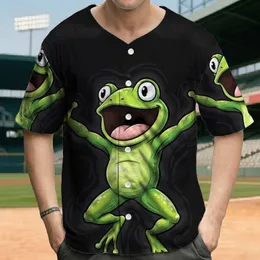 Excited Jumping Frog Big Eyes Arms Outstretched Dark Radial Swirls - Wildlife Lover Gift Baseball Jersey