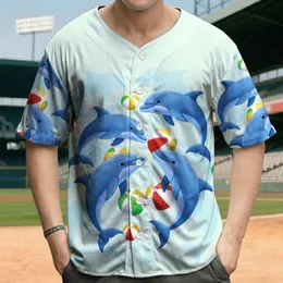 Playful Blue Dolphins Beach Balls - Aquatic Fun Gift for Dolphin Lover Baseball Jersey