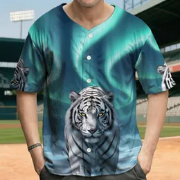 Majestic White Tiger Snow Landscape Aurora - Arctic Wildlife Lover Gift Baseball Jersey