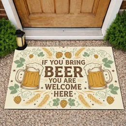 Beer Steins Welcome Text Hops Wheat - Home Decor Gift for Beer Lover Doormat