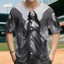 Majestic Angelic Woman with Outstretched Feathered Wings and Flowing Gown - Spiritual Gift Baseball Jersey