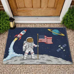 Astronaut American Flag Moon - Independence Day Gift for Veterans Doormat